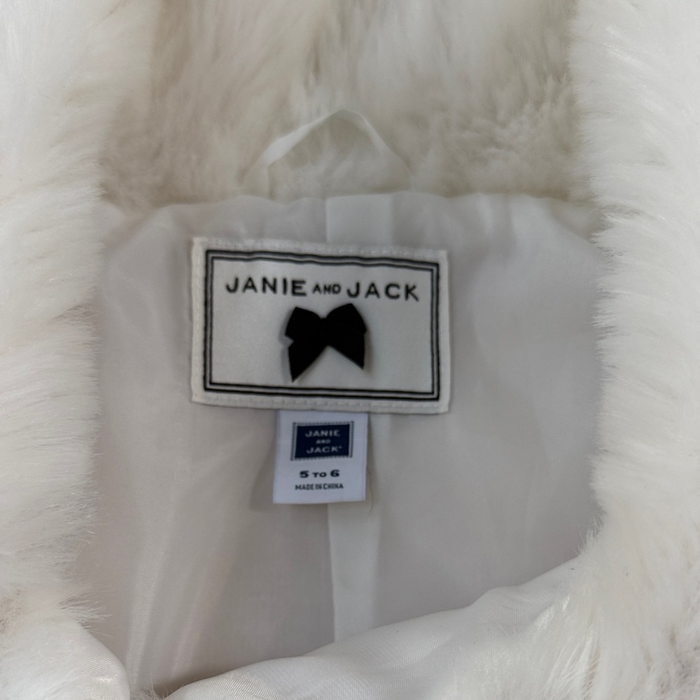 Janie and Jack White Faux Fur Kids Coat - Picture 2 of 5